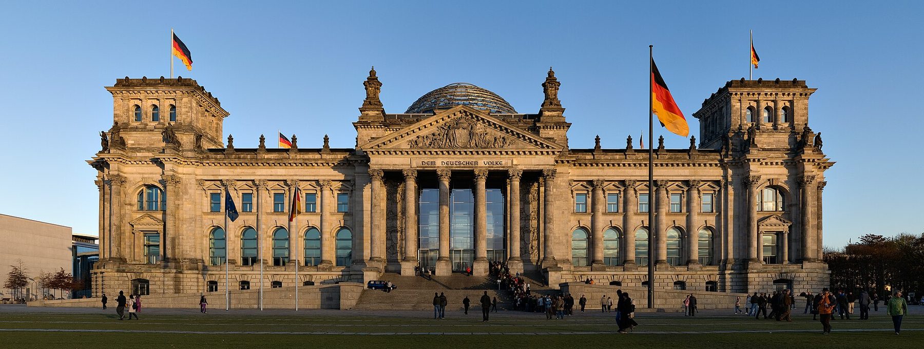 Reichstag building in Berlin at dusk